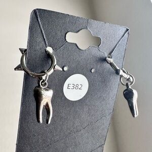 Silver Tooth Dangle Earrings